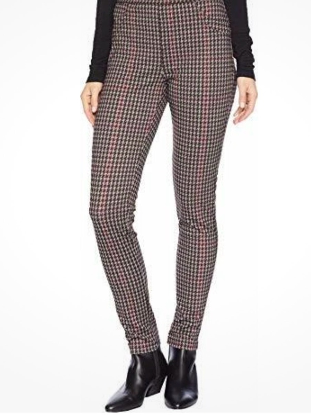 Sanctuary Black and Red Houndstooth Skinny Grease Leggings